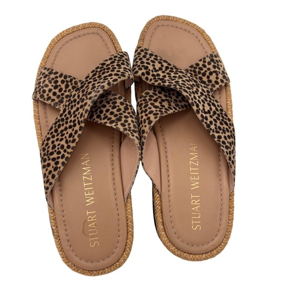 Stuart Weitzman Roza Animal-Print Crisscross Slide Sandal Size 40 - Picture 5 of 6